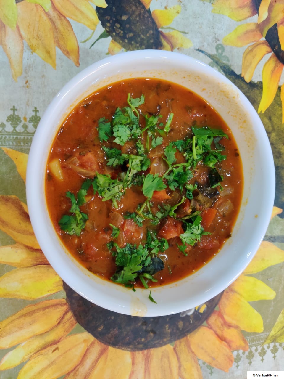 Tomato curry with roasted channa dal - Laxmis Easy Cook Book