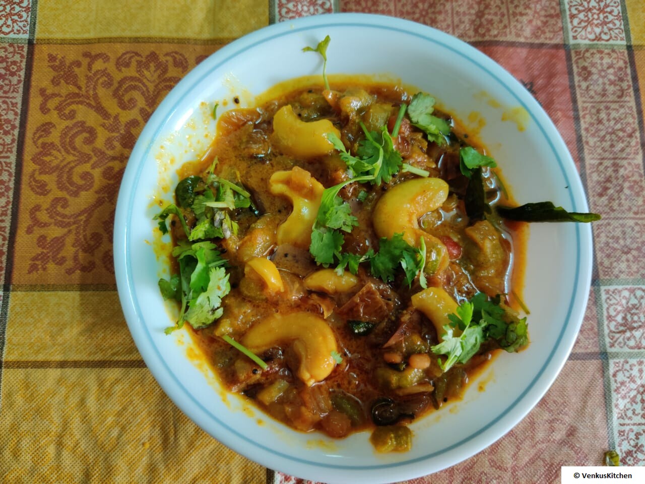 Ridge Gourd with Cashew Nuts (Beerkaya Jeedipappu Kura)