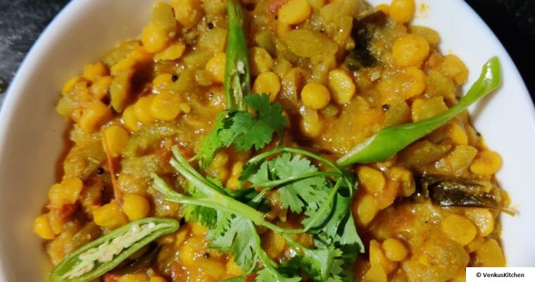 Berakaya Kutu (Ridge Gourd curry with Channa Dal)